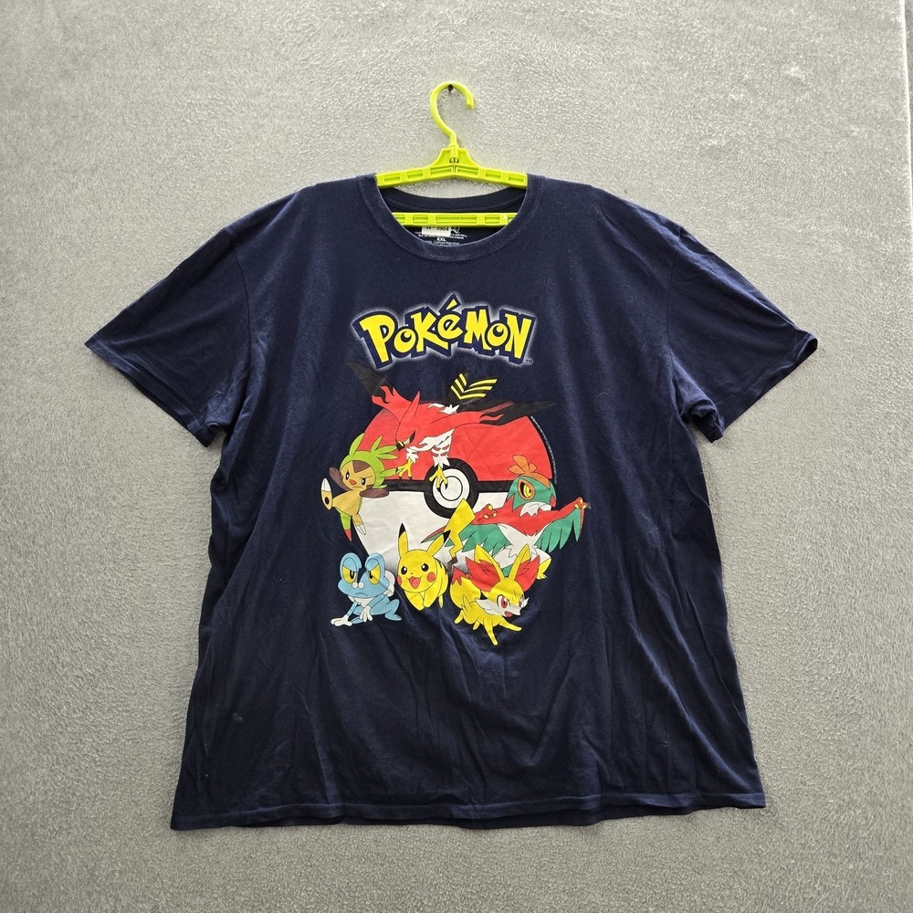 Pokemon Men Shirt XXL Navy Graphic Pokemon Characters Logo Short Sleeve